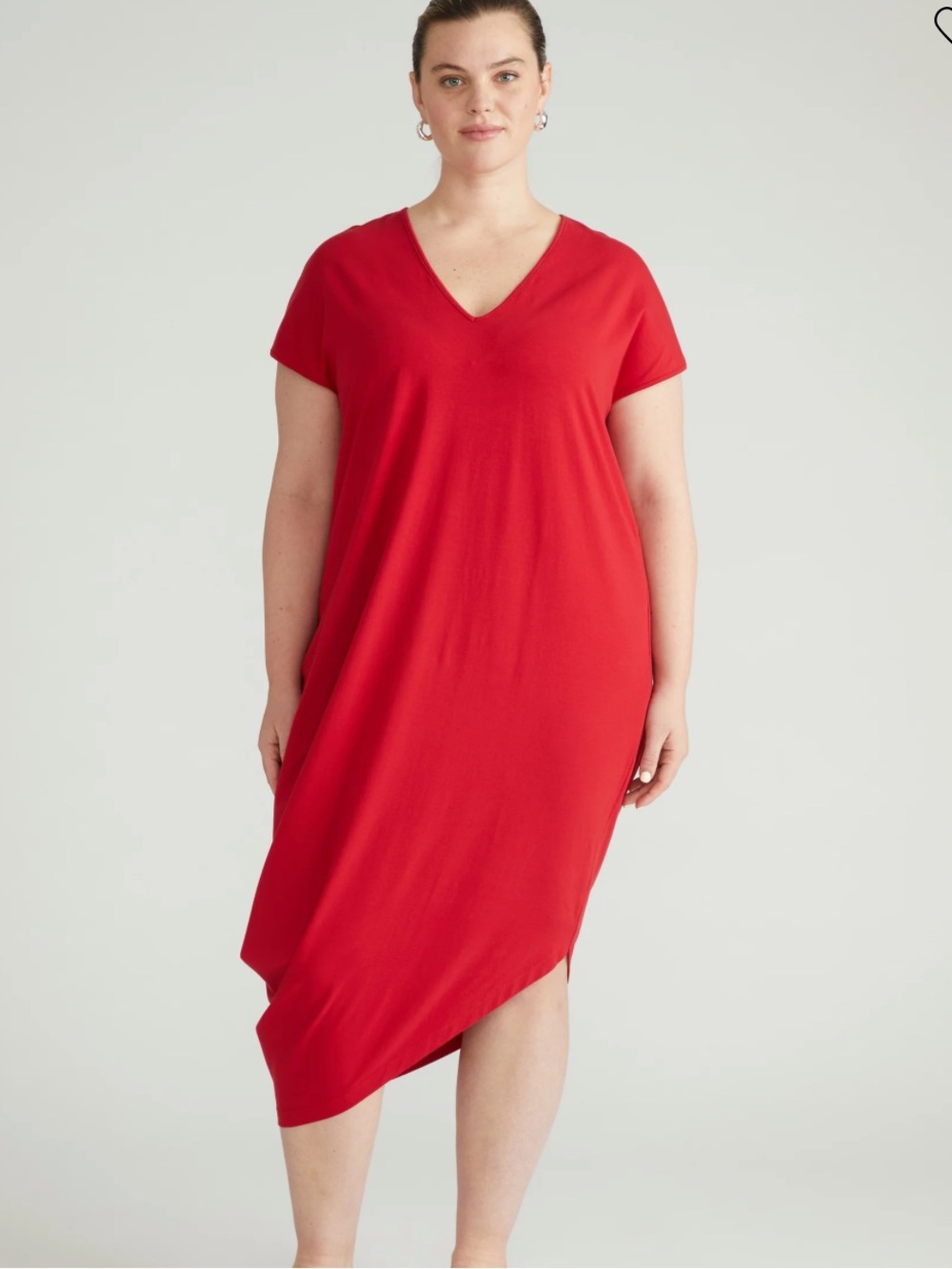 Universal Standard Red Asymmetrical V-Neck Geneva dress, sz. 22/24
